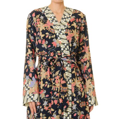 Night Garden Animal Print Lace-Up Robe - Image 2