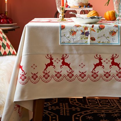 Nordic cross-stitch elk tablecloth - Image 3