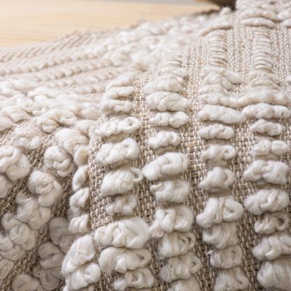 Oatmeal Popcorn Stripe Fringed Throw Blanket - Image 2