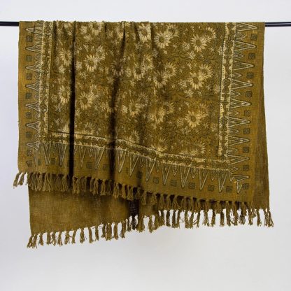 Olive Green Botanical Tassel Woven Throw Blanket - Image 7