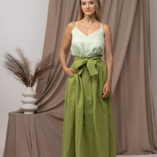 Olive Green Button Maxi Dress