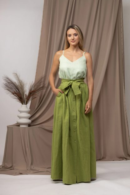 Olive Green Button Maxi Dress