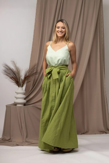 Olive Green Button Maxi Dress - Image 6