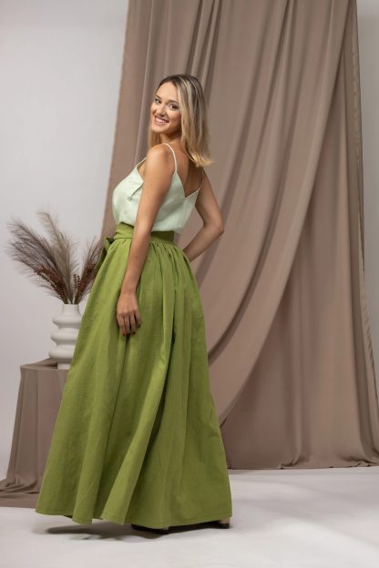 Olive Green Button Maxi Dress - Image 4