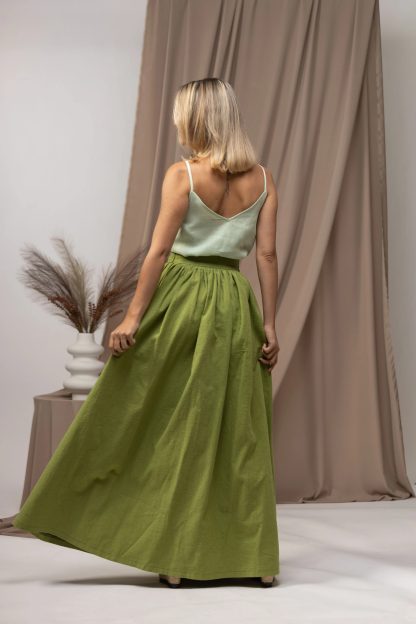Olive Green Button Maxi Dress - Image 2