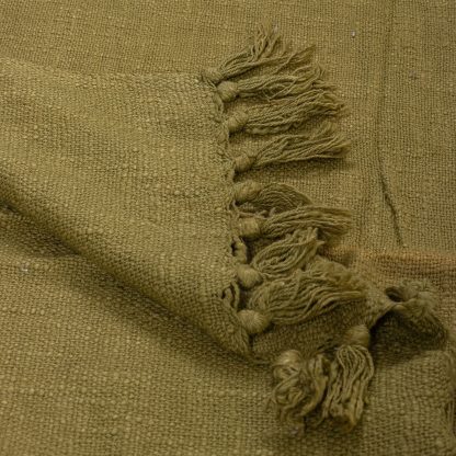 Olive Green Fringed Woven Throw Blanket - Image 6
