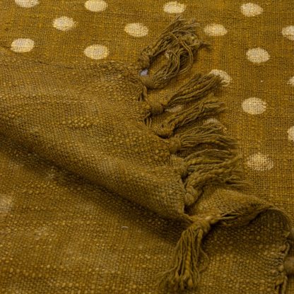 Olive Green Polka Dot Tassel Woven Throw Blanket - Image 5