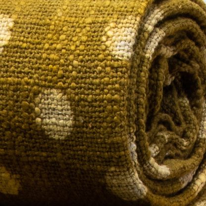 Olive Green Polka Dot Tassel Woven Throw Blanket - Image 3