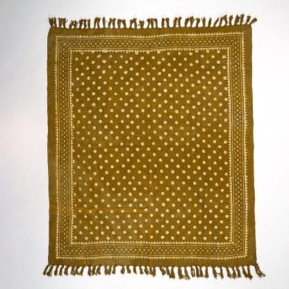 Olive Green Polka Dot Tassel Woven Throw Blanket - Image 6