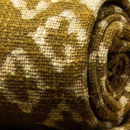 Olive Green Printed Fringed Woven Throw Blanket - Image 5