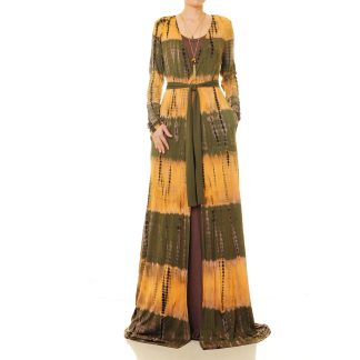 Olive amber gradient lace-up robe outer wear