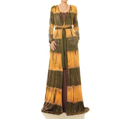 Olive amber gradient lace-up robe outer wear