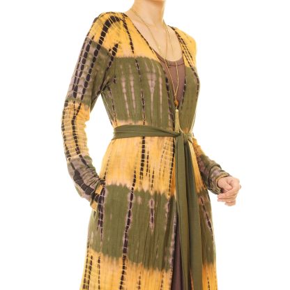 Olive amber gradient lace-up robe outer wear - Image 3