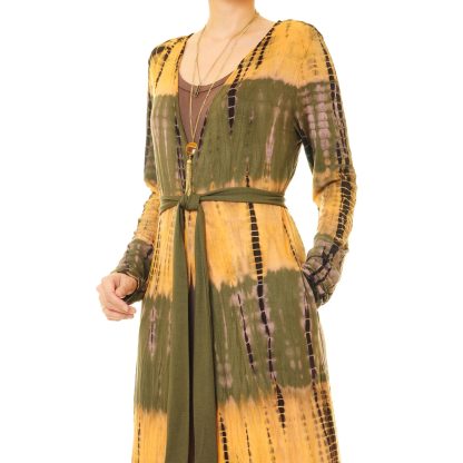Olive amber gradient lace-up robe outer wear - Image 2