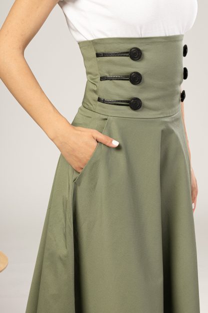 Olive green high waist maxi skirt - Image 8
