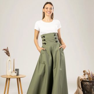 Olive green high waist maxi skirt