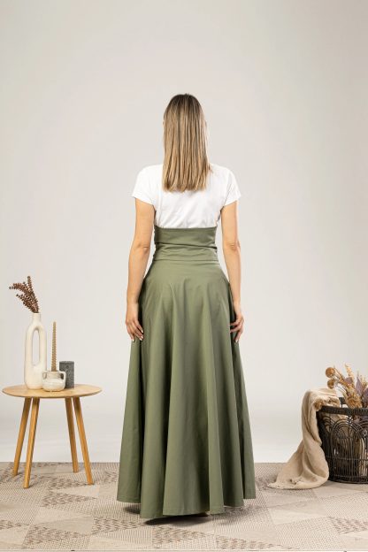Olive green high waist maxi skirt - Image 5