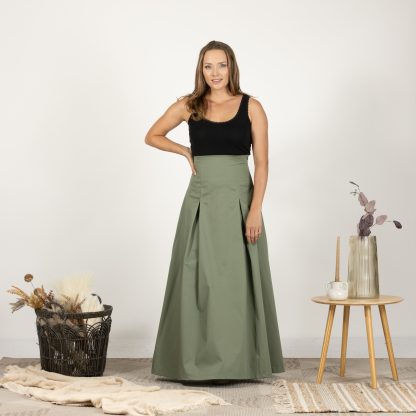 Retro high waist drape green skirt - Image 4