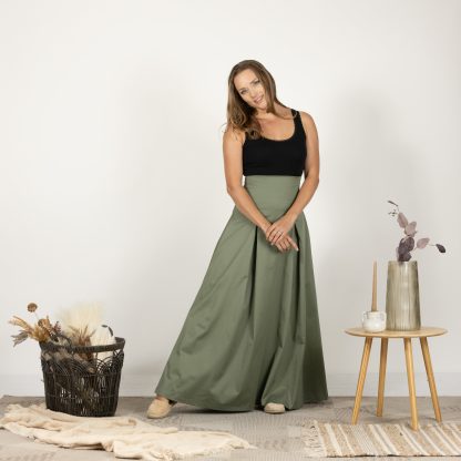 Retro high waist drape green skirt - Image 3