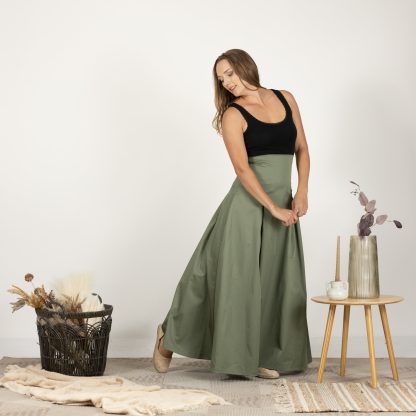 Retro high waist drape green skirt - Image 2