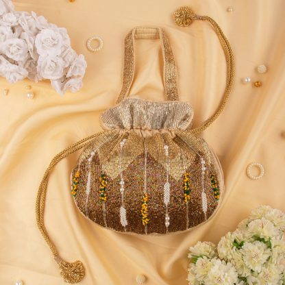 Ombre Gold Beaded Potli Bag