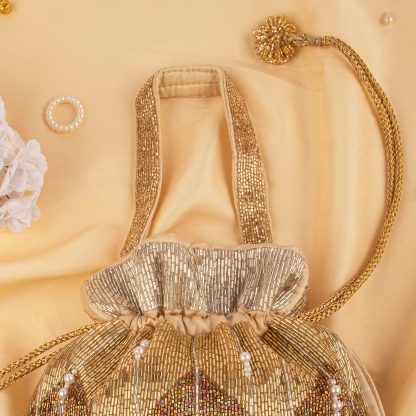 Ombre Gold Beaded Potli Bag - Image 2