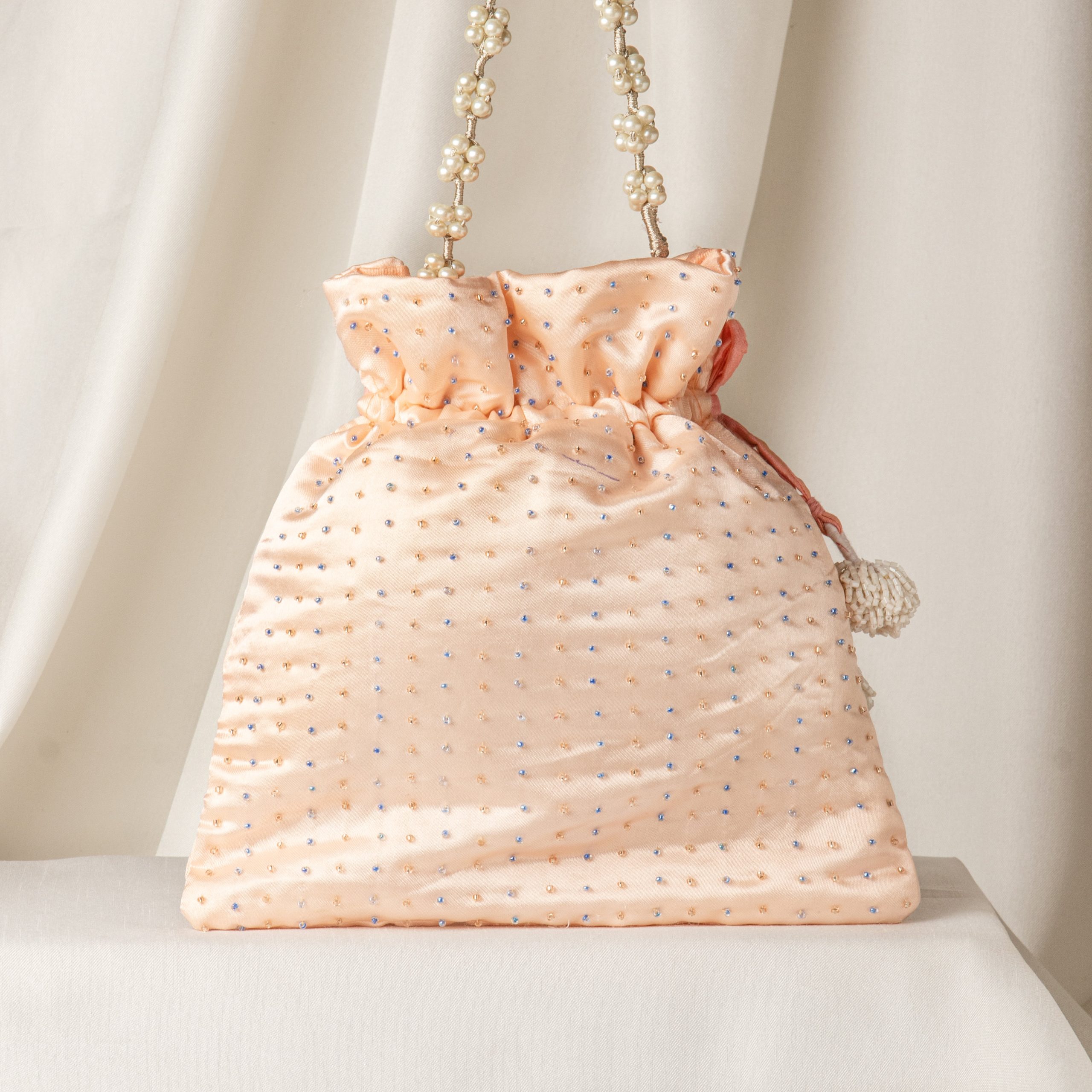 Peach Pastel Floral Beaded Clutch - Image 4