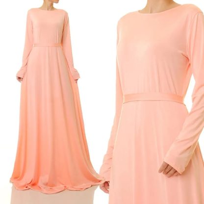 Peach soft light minimalist long sleeve long skirt - Image 3