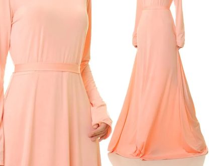 Peach soft light minimalist long sleeve long skirt - Image 2
