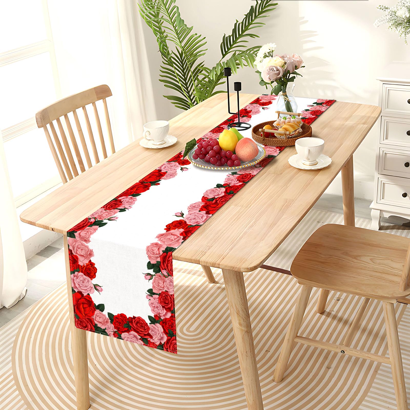 Pink rose border table runner - Image 3