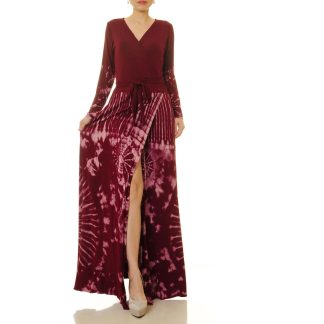 Pomegranate Red Wrap Long Dress