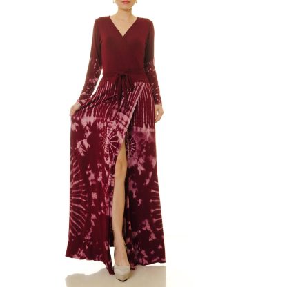 Pomegranate Red Wrap Long Dress