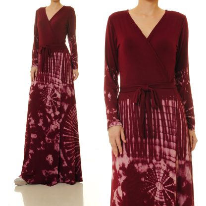 Pomegranate Red Wrap Long Dress - Image 5