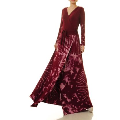 Pomegranate Red Wrap Long Dress - Image 4