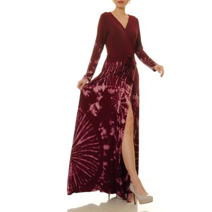 Pomegranate Red Wrap Long Dress - Image 3