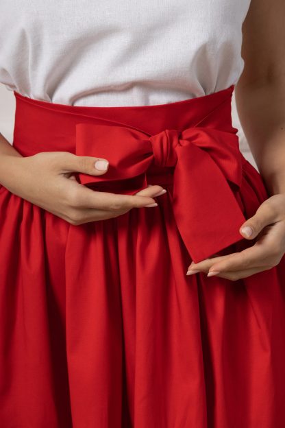 Red bow high waist long skirt - Image 5