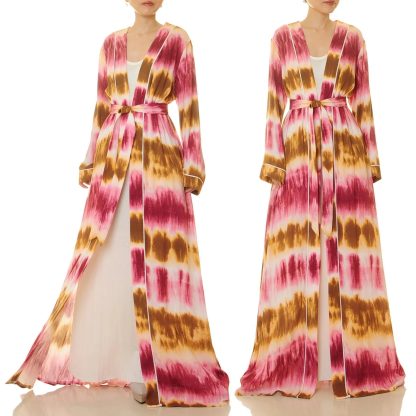 Rose Dusk Gradient Lace-Up Robe - Image 6