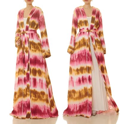 Rose Dusk Gradient Lace-Up Robe - Image 4