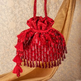 Ruby Red Tassel Potli Bag