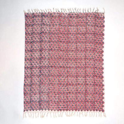 Ruby and Indigo Tile Tassel Woven Throw - Image 2