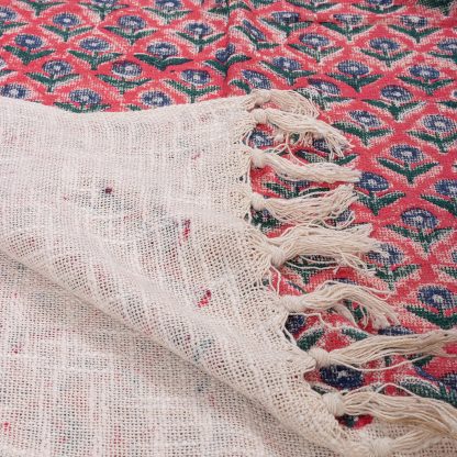 Ruby and Indigo Tile Tassel Woven Throw - Image 5