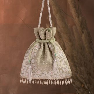 Sage Green Lace Potli Bag