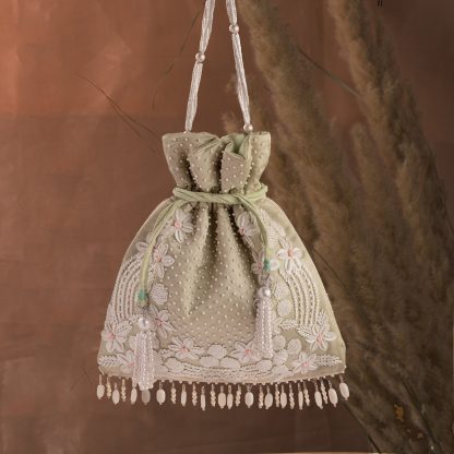 Sage Green Lace Potli Bag