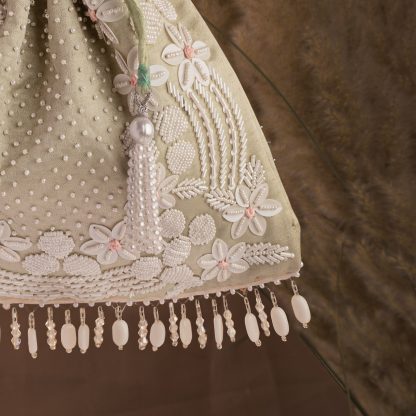 Sage Green Lace Potli Bag - Image 2