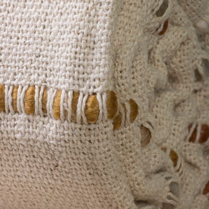 Sand Pom-Pom Trim Striped Fringed Throw Blanket - Image 6
