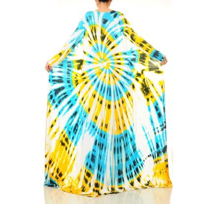 Sea Breeze Sunlight Blue and Yellow Lace-up Maxi Dress - Image 9