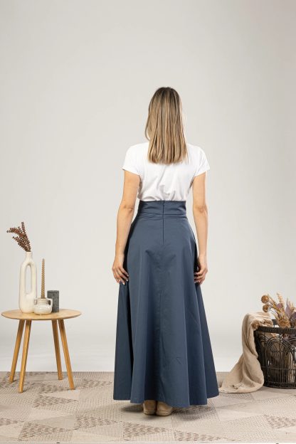 Slate Blue High Waist Maxi Skirt - Image 4