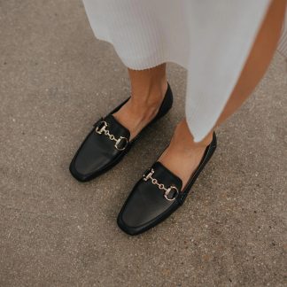 Square-toed horsebit loafers