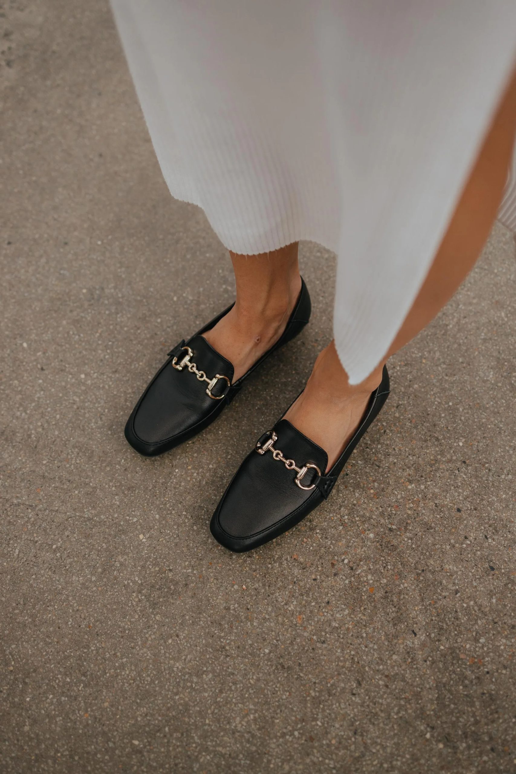 Square-toed horsebit loafers