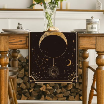Starry sky, moon and sun table runner
